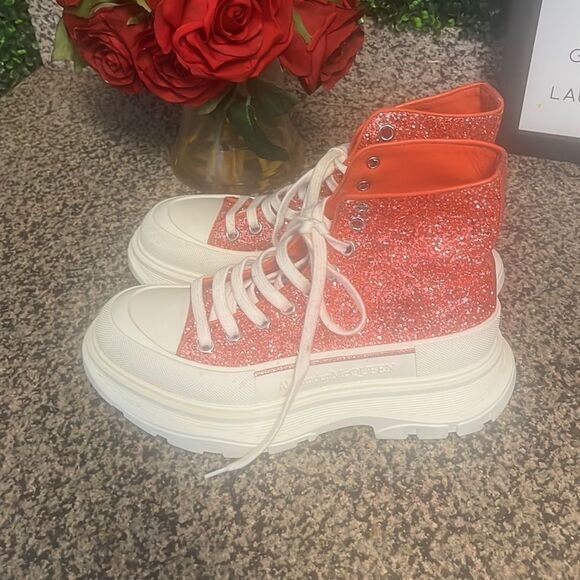 LADIES AUTHENTIC ALEXANDER MCQUEEN GLITTER SNEAKERS - Picture 7 of 8